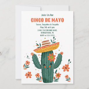 Invitation Aquarelle Cute mexicaine Cactus Cinco de Mayo