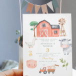Invitation Aquarelle d'animal de ferme mignonne Anniversaire<br><div class="desc">Animal de ferme Aquarelle fermier mûre Anniversaire</div>