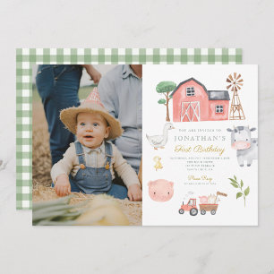 Invitation Aquarelle d'animal de ferme mignonne Anniversaire