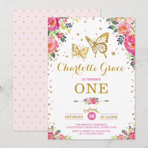 Invitation Aquarelle d'Aquarelle de papillon rose