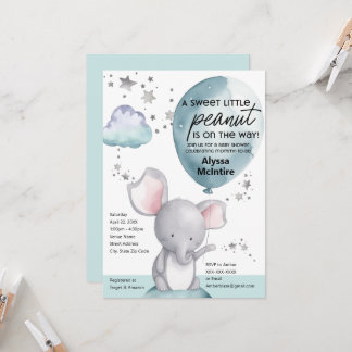 Invitation Aquarelle d'arachide Elephant Baby shower Invitati