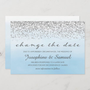 Invitation Aquarelle d'argent et de bleu Changer la date