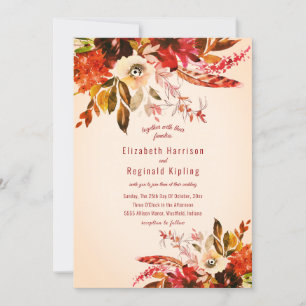 Invitation Aquarelle d'automne colorée Floral Ivory Mariage