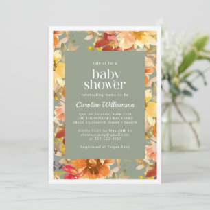 Invitation Aquarelle d'automne Motif floral Baby shower chic