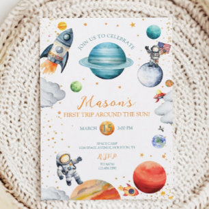 Invitation Aquarelle d'aventure cosmique Espace Anniversaire