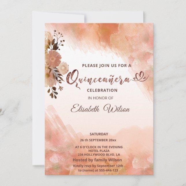 Invitation Aquarelle de cantaloue à fleurs d'automne (Devant)