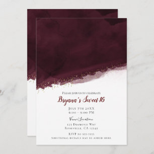 Invitation Aquarelle de cerisier noir Or Chic Sweet moderne 1
