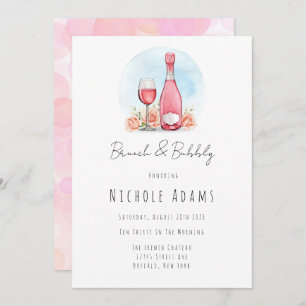 Invitation Aquarelle de champagne rose Brunch et mousseux