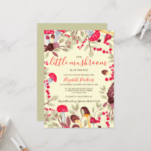 Invitation Aquarelle de champignons mignonne baby shower fore
