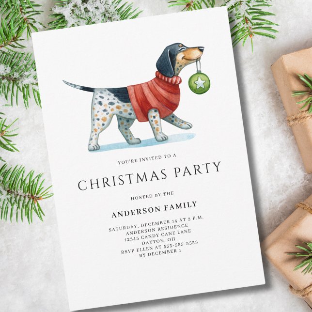 Invitation Aquarelle de chien mignon Noël Fête de Noël (Créateur téléchargé)