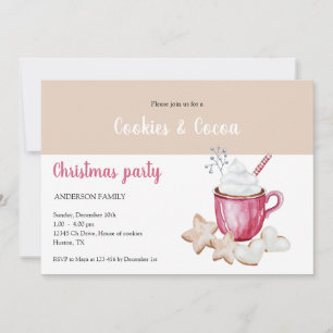 Invitation Aquarelle de chocolat chaud et de biscuits de Noël