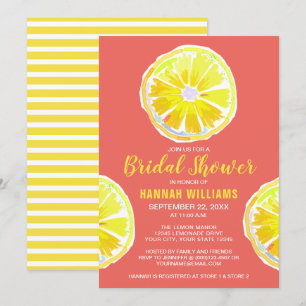 Invitation Aquarelle de citron avec Fête des mariées solaire