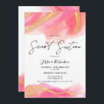 Invitation Aquarelle de corail rose or parties scintillant ph<br><div class="desc">Aquarelle de corail rose or parties scintillant photo Sweet 16 anniversaire fête,  avec un script chic calligraphie. Ajoutez votre photo à l'arrière. Contactez-moi pour changer la police principale.</div>