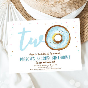 Invitation Aquarelle de Donut deux garçon doux deuxième anniv