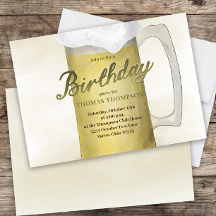 Invitation Aquarelle de fête d'anniversaire Golden Frosty Biè