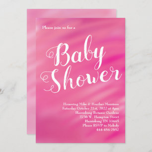 Invitation Aquarelle de fille Baby shower rose vif
