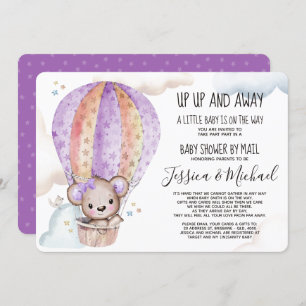 Invitation Aquarelle de fille Ours en peluche   Baby shower p