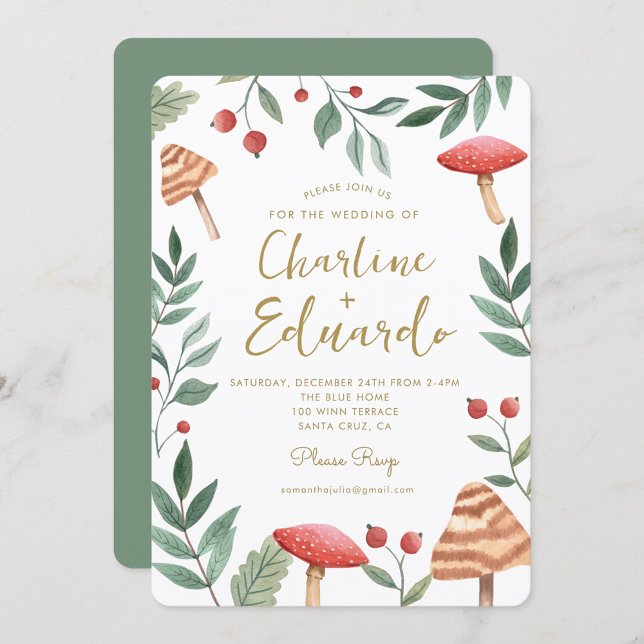Invitation Aquarelle de forêt de bois Mariage de champignon (Créateur téléchargé)
