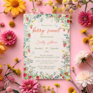 Invitation Aquarelle de fraise Baby shower neutre selon le se