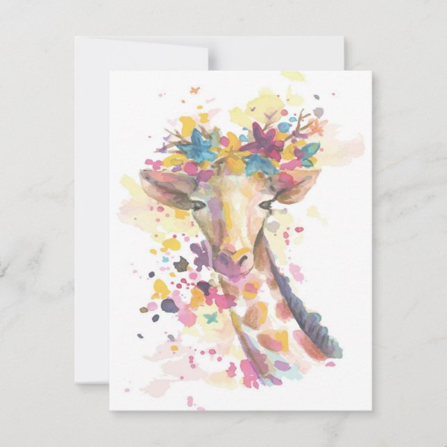 Invitation Aquarelle de Giraffe colorée | Cadeau parfait (Devant)