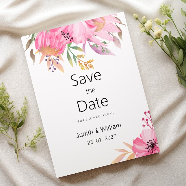 Invitation Aquarelle de jardin botanique floral Enregistrer l (Watercolor botanical garden floral Save the Date )
