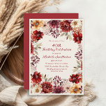 Invitation Aquarelle de la crème bourguignonne Floral 40e ann<br><div class="desc">Célébrez 40 ans fabuleux avec cette invitation sophistiquée à l'anniversaire fleuri. Les fleurs d'aquarelle bordeaux,  rousses et ivoire créent une belle décoration d'inspiration automnale qui est parfaite pour une célébration inoubliable.</div>
