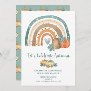 Invitation Aquarelle de la fête d'automne Citrouilles arc-en-