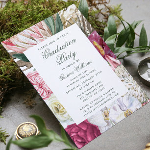 Invitation Aquarelle de la fête de graduation Floral Grad Gra