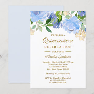 Invitation Aquarelle de la marine bleue Quinceanera