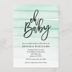 Invitation Aquarelle de la menthe Gradient Oh Baby shower Inv