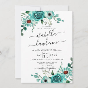 Invitation Aquarelle de la Monnaie Florale Elégant Mariage ve