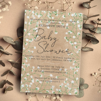 Invitation Aquarelle de la respiration du bébé Baby shower de