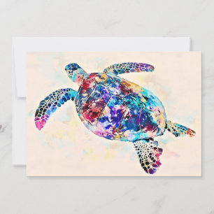 Invitation Aquarelle de la tortue de mer d'Hawaï
