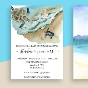Invitation Aquarelle de la tortue marine baby shower