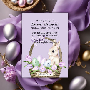 Invitation Aquarelle de lapin doux Brunch de Pâques