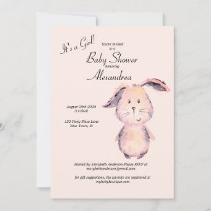 Invitation Aquarelle de lapin rose C'est un Baby shower de fi
