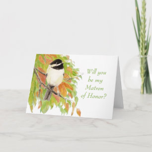 Invitation Aquarelle de l'automne chickadee Matron d'honneur