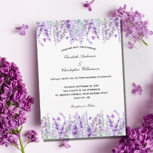 Invitation Aquarelle de lavande Élégant Mariage floral