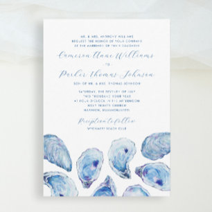 Invitation Aquarelle de l'huître bleue officielle Mariage tra