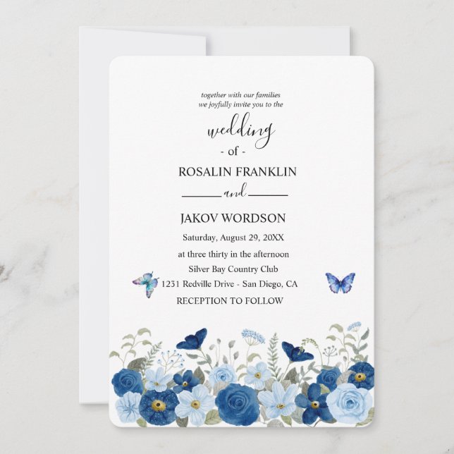 Invitation aquarelle de mariage  (Devant)