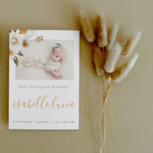 Invitation Aquarelle de moutarde - Annonces de naissance flor