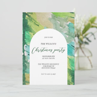 Invitation Aquarelle de Noël artistique Motif d'arbre bleu