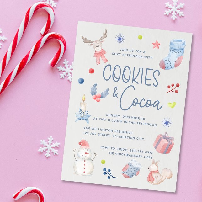 Invitation Aquarelle de Noël Cute Cookies Coca (Créateur téléchargé)