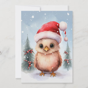 Invitation Aquarelle de Noël de Noël de poulet mignonne