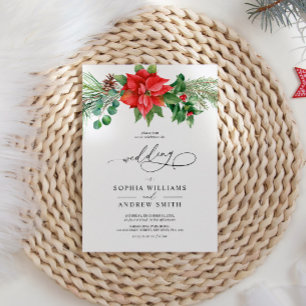 Invitation Aquarelle de Noël Mariage de baies rouges