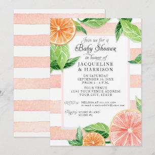 Invitation Aquarelle de pamplemousse rose baby shower