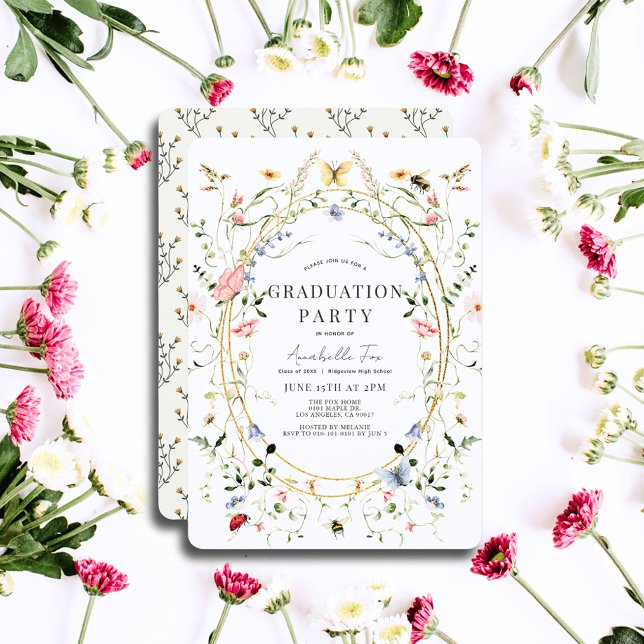 Invitation Aquarelle de papillon fleur sauvage (Créateur téléchargé)