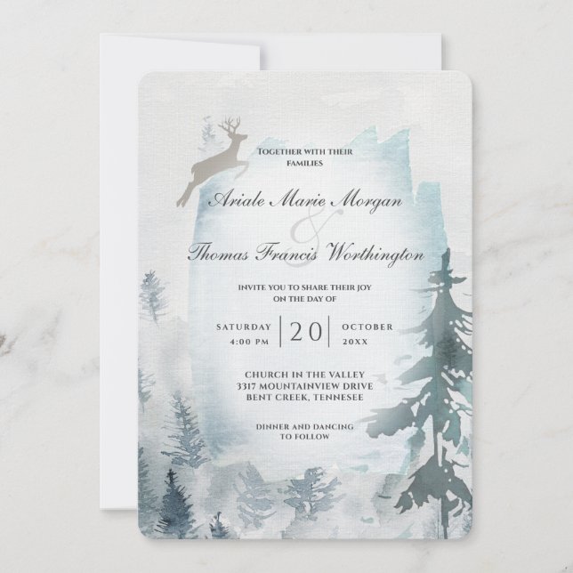Invitation Aquarelle de Pine Mountain rustique (Devant)