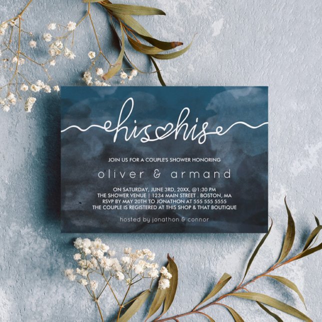 Invitation Aquarelle de pluie tempête Sa douche et celle de s (Créateur téléchargé)