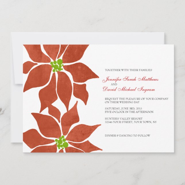 Invitation Aquarelle de Poinsettia (Devant)